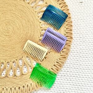Wilhold Vintage 80s Set 4 Pairs 8 Total Blue Green Purple Cream Side Hair Combs